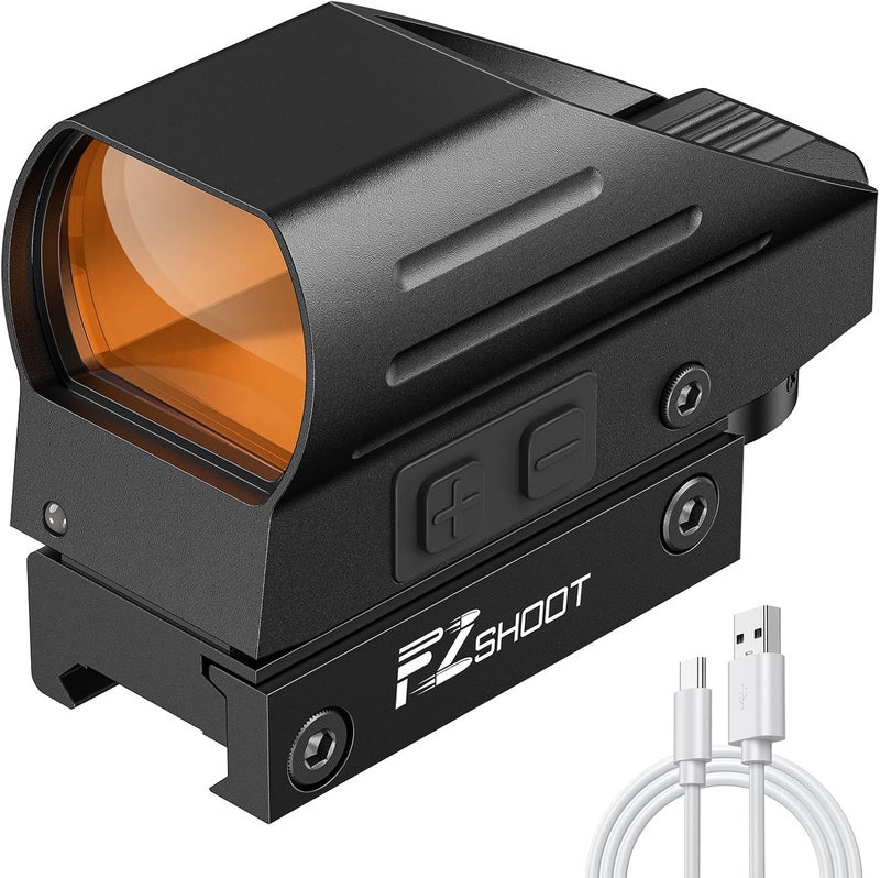 EZshoot Rechargeable Red/Green Dot Reflex Sight, Red Dot Optic Scope, Multiple Reticle Paintball Sight with 20mm Picatinny Rail Mount, Absolute Co-Witness Red Dot Scope - Image 1